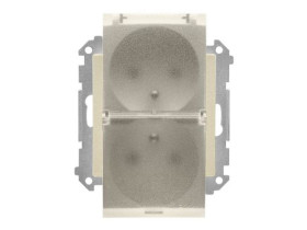 SIMON 55 Gniazdo podwójne z uziemieniem szybkozłącza IP44 z uszczelką klapka transparentna szampański mat TGZ2BMCZ.01/144A KONTA