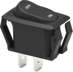 Rocker switch, black, 1 pole, On-Off, off switch, 16 A/125 VAC, unlit, printed, 1571091-9