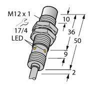 Turck Czujnik indukcyjny nie podtynkowy PNP, Zamykający NI10U-EM12WD-AP6X
