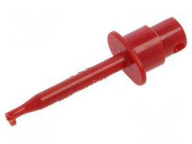 Chwytak pomiarowy haczykowy 1A 60VDC czerwony 2mm 30VAC 24.0139-22