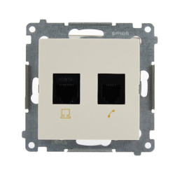 Gniazdo komputerowo-telefoniczne RJ45+RJ12 kremowe D5T.01/41 Kontakt Simon54