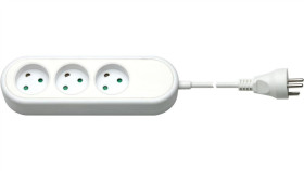 Listwa Zasilająca Z 3 Gniazdami Dania, 1,5 M, Bialy - Długość Kabla 1.5 M