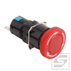 Przełącznik bezpieczeństwa 5A/230V grzybek;23mm;otwór mon.16mm; AB6-A;