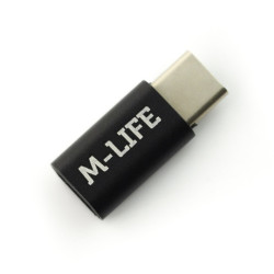 Adapter przejściówka microUSB - USB typu C M-Life - czarna