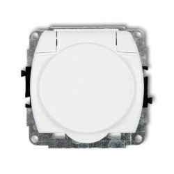 TREND Gniazdo bryzgoszczelne z/u (klapka biała) biały GPB-1zp