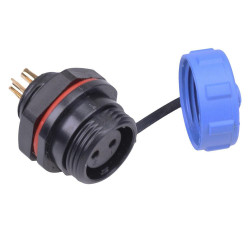 2 Pin Waterproof W13 Female Socket Panel Mount Connector IP68