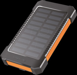 PA0304 Solar power bank, 8000 mAh, 2x USB-A, black/orange, torch