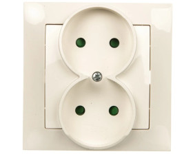IMPRESJA Gniazdo podwójne b/u z przesłonami ecru GP-2YP/27