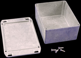 1590CFL Die-cast aluminium housing, 120 x 94 x 57 mm, flanged