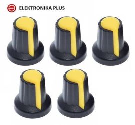 2szt. GAŁKA DO POTENCJOMETRU 6mm ZNACZNIK ŻÓŁTY