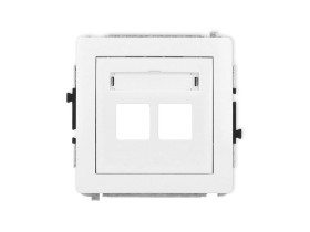 DECO Mechanizm gniazda multimedialnego podwójnego bez modułu (standard Keystone) biały mat 25DGM-2P KARLIK