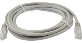 Patchcord RJ45 UTP 5e; długość 5m; szary; krosowany