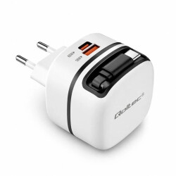 Qoltec Ładowarka sieciowa GaN Super Fast 65W USB-C PD PPS 5-20V 3-3.25A Laptop MacBook Smartfon wysuwany kabel