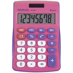 Maul 7263022 Desk Calculator Pink 8 Digit Battery &amp; Solar 113mm X 72mm Pocket