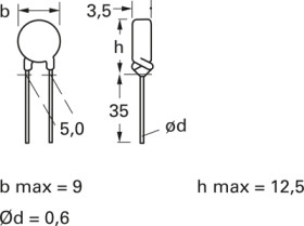 PTC thermistor, 1.8 Ω, 120 °C, ±25 %, radial, B59975C0120A070