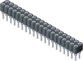 IC-socket strip, 64 pole, pitch 2.54 mm, brass/copper beryllium for DIL-IC, 006-2-064-D-B1STF-XS0