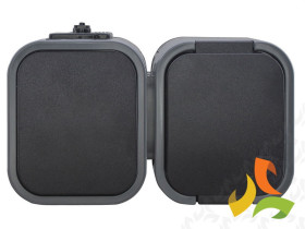 B2 IP54 Gniazdo pojedyncze + włącznik podświetlany n/t 2p+Z GWN-B2/S szary/czarny ABEX