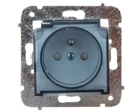 CARLA Gniazdo pojedyncze z/u IP44 z klapką transparentną i przesłonami białe 1766-10