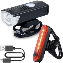 Lampa rowerowa - Zestaw Przód + Tył, LED ładowalna lampka do roweru