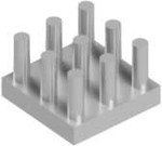 Pin heatsink, (L x W x H) 10 x 10 x 6.5 mm, 25 to 18 K/W, natural aluminum, 10006848