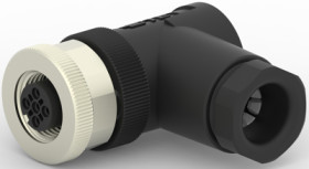 Circular connector, 3 pole, screw connection, screw locking, angled, T4112002031-000