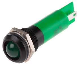 Lampka kontrolna do montażu panelowego 12V ac/dc, zielona 12mm LED Końcówka lutownicza RS PRO