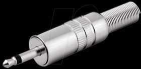 Jack plug, 3.5 mm mono, metal with bend protection