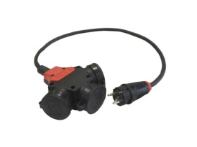 Przedłużacz budowlany jednofazowy elCORD 16A 230V IP44 1m H07RN-F 3G2,5 z wtyczką uni-schuko i potrójnym gniazdem 32126010