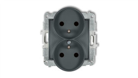 Mini Gniazdo Podwójne Z/U Z Przesłonami Grafitowy Mat 28Mgpr-2Zp