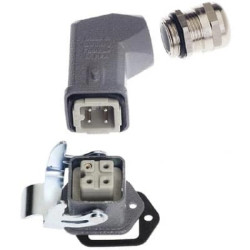 Obudowa metalowa złącza HAN-KIT 3A 3+PE męski+żeński 230/400V 10A Han A wejście kątowe proste (gniazdo) M20 10200030005