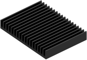 Extruded heatsink, (L x W x H) 75 x 100 x 15 mm, 3.4 to 1.9 K/W, black anodized, 10022632