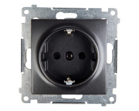 Simon 54 Gniazdo pojedyncze SCHUKO z/u 16A IP20 z przesłoną torów antracyt DGSz1Z.01/48
