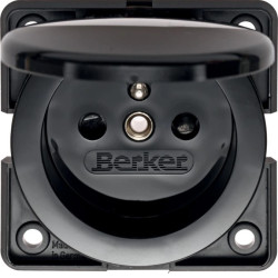 Mobil R Twin Gniazdo z/u i pokrywą z przesłonami styków czarny połysk 9619905