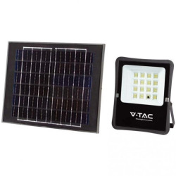 Naświetlacz LED SMD 1600lm 6400K 15000mAh IP65 czarny barwa CW biała zimna z panelem solarnym 16W VT-55200 V-TAC