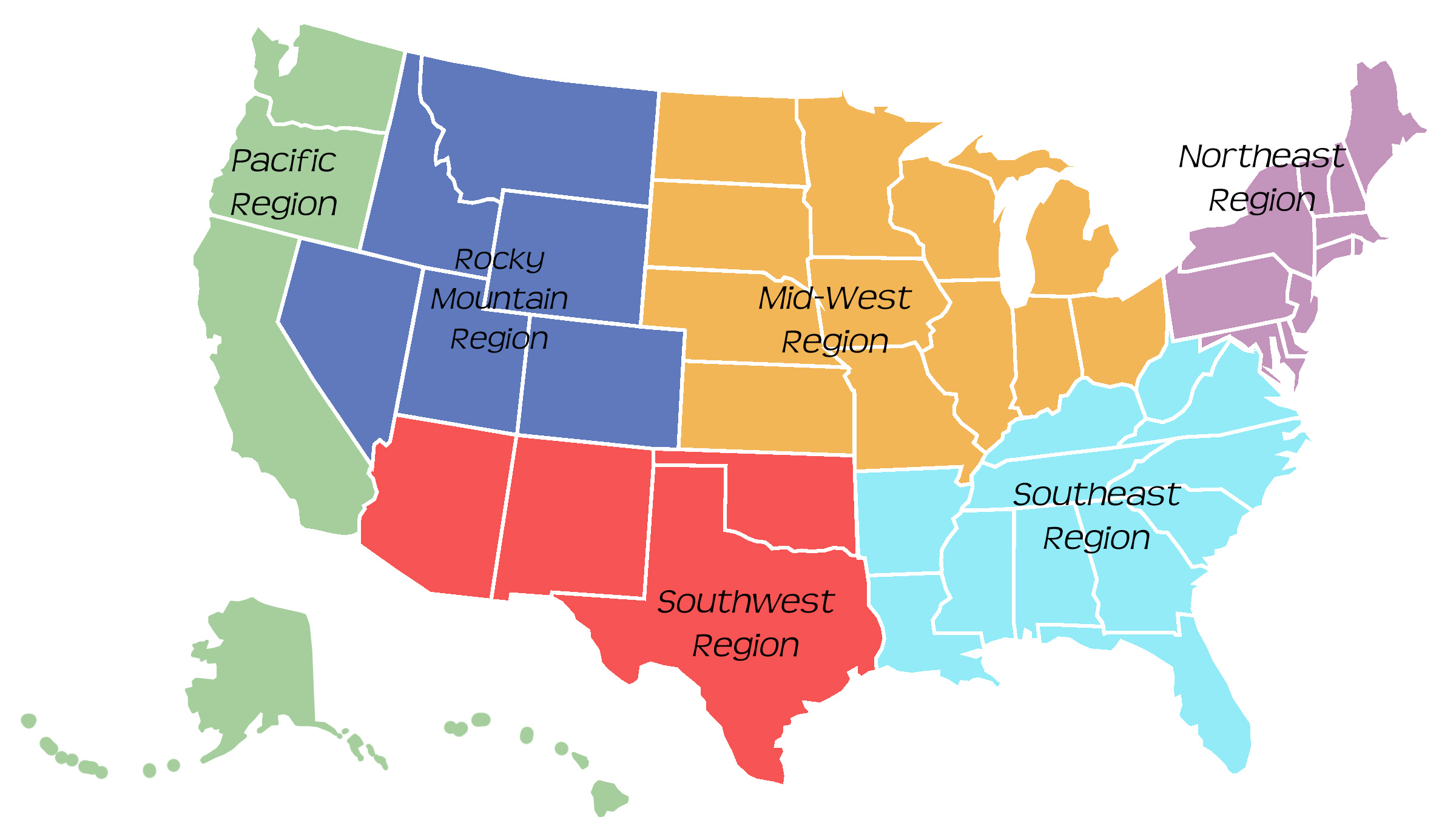 8 Regions Of The United States Map Geographic Regions Of The United States