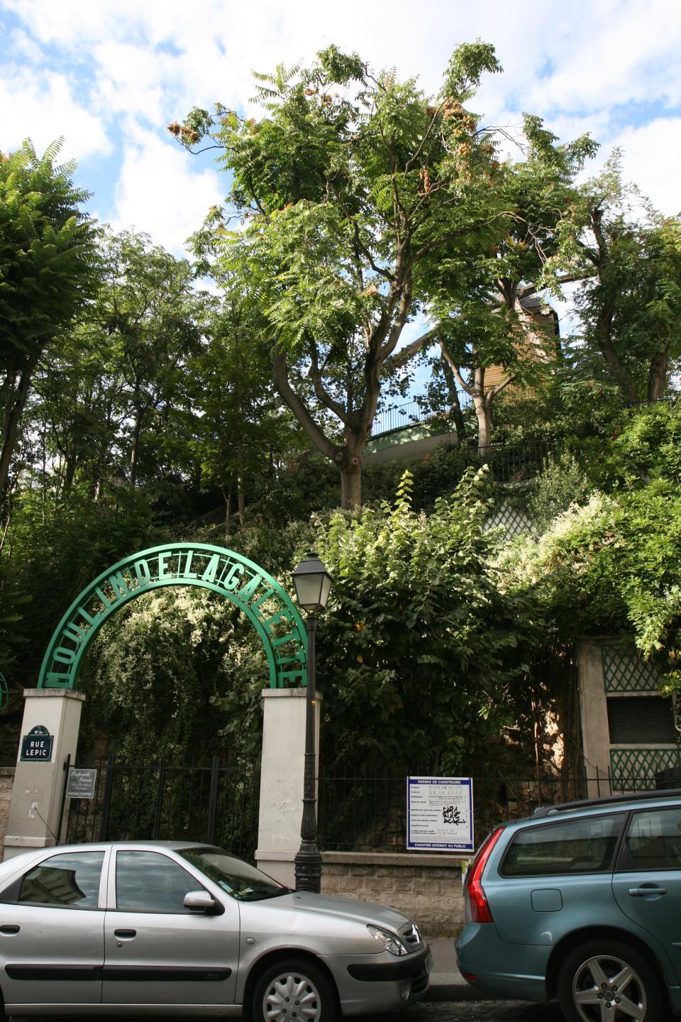 Moulin de la Galette is still there, at 77 rue Lepic, Paris (18th arrondissement). In 2010, it was undergoing renovation.
