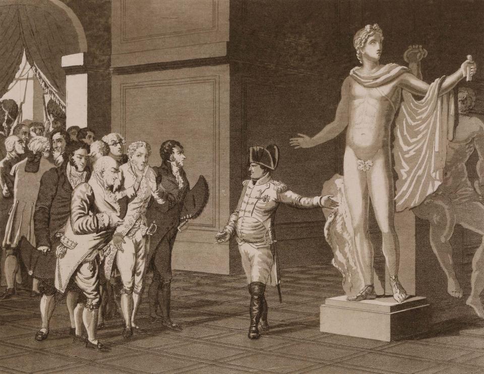 Apollo Belvedere shown by Napoleon to visitors to his new museum of the French Empire in Paris, 1897.