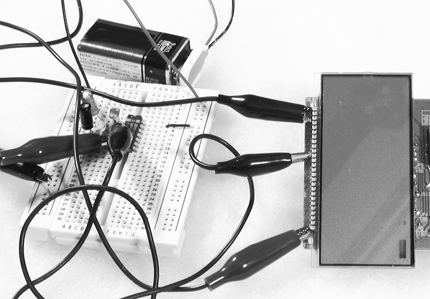 LCD elements animated by oscillator outputs