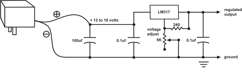 Variable voltage power supply with LM317