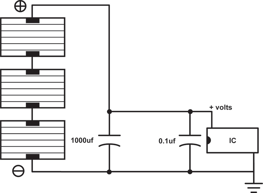 Direct solar power of a circuit by adding voltage output from multiple solar cells