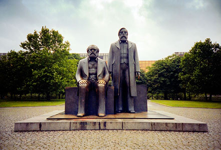 Statue of Marx and Engels in Dresden, East Germany