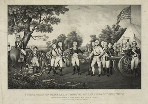A print depicting General Burgoyn's surrender at Saratoga