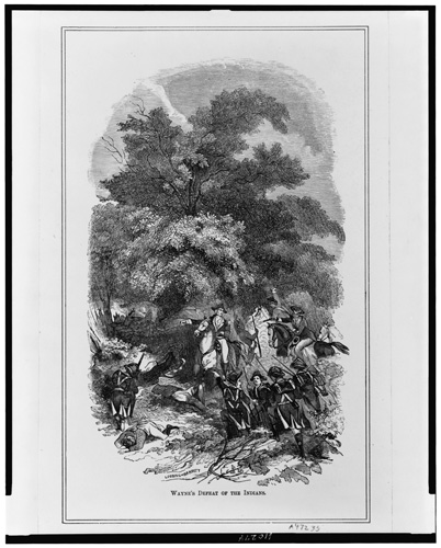 A nineteenth-century depiction of the Battle of Fallen Timbers