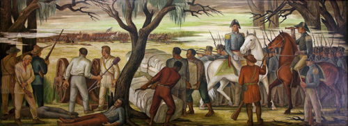 A mural of Andrew Jackson at the Battle of New Orleans, located in Washington, D.C. at the Recorder of Deeds Building