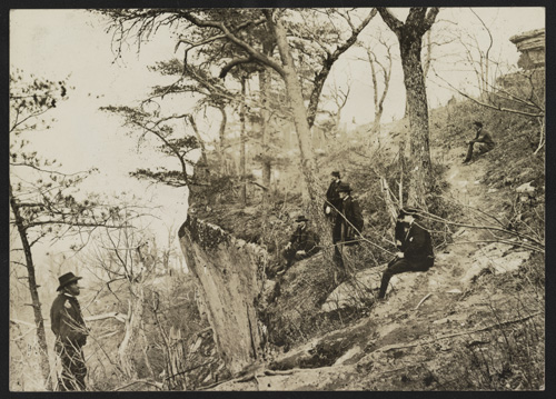 General Ulysses S. Grant, left, on Lookout Mountain, the dominating high ground of the strategically important area, after the Battle of Chattanooga