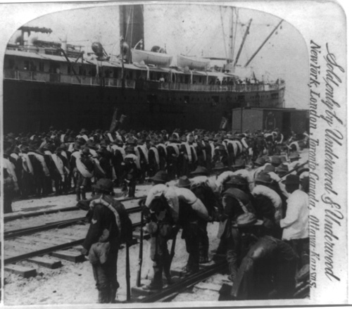 The Eighth U.S. Infantry stands ready to embark for Cuba