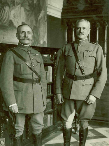 General John J. Pershing (right) standing beside Ferdinand Foch, Marshal of France and supreme commander of all allied armies