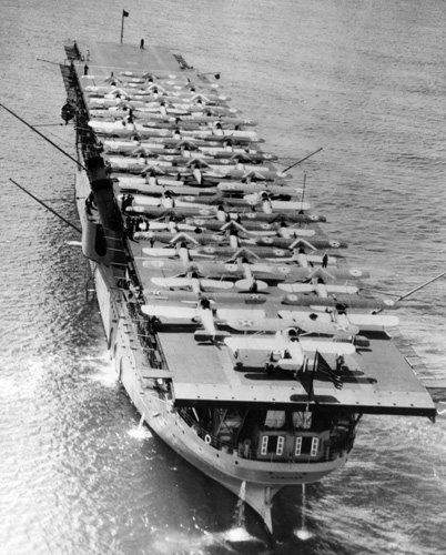 The USS Langley underway in Pearl Harbor, May 1928