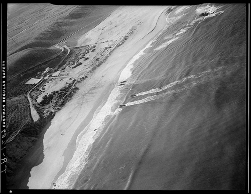 A view from above as some of the first American troops land in North Africa during Operation TORCH