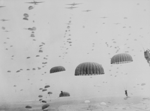 Paratroops of the 1st Allied Airborne Army float down to Holland on September 17, 1944 during Operation MARKET GARDEN